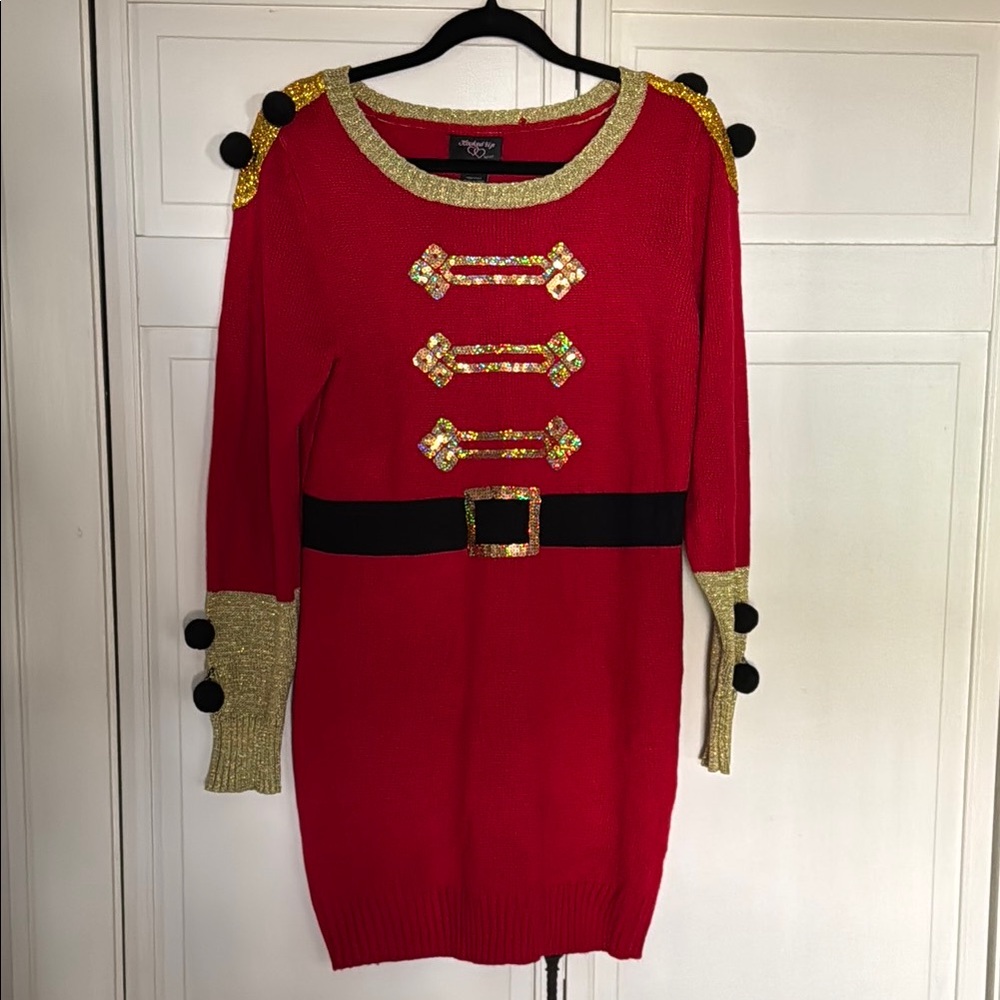 Women's Red Sequin Holiday Sweater